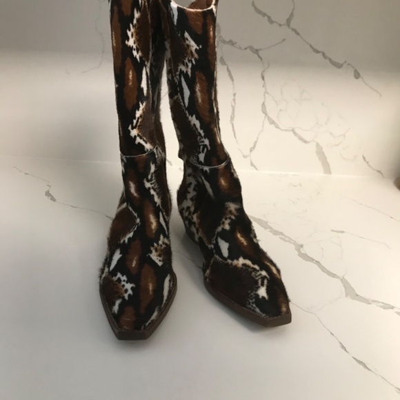 Free People We the Free Dagget Western Montage Ocelot Hair on Boots Size 37 - Picture 12 of 16